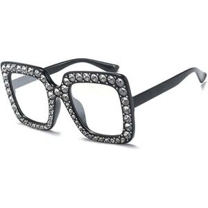 Oversized‎ Square Frame Bling Rhinestone Cat Eye Retro Women Fashion Sunglasses